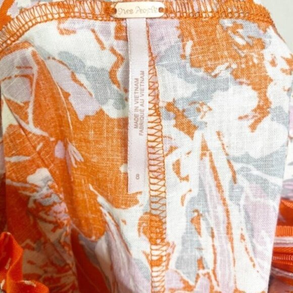 Free People Dress 8 NWOT Beach Party Shoulder Midi Linen Orange Floral Summer - Picture 12 of 12